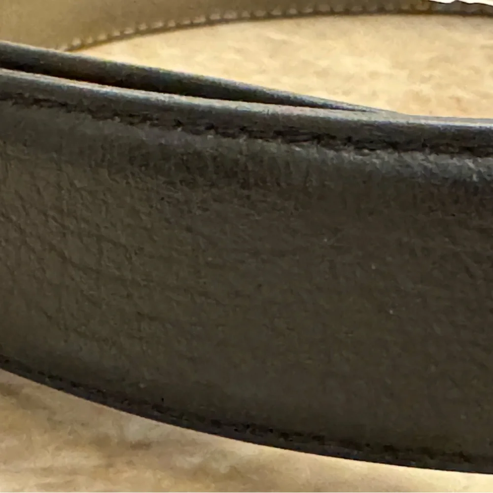BRUNO MAGLI BLACK LEATHER DESIGNER MENS BELT SILVER BRASS BUCKLE SIZE 34 ITALY